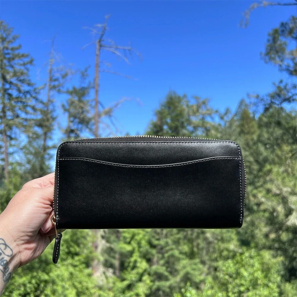 COACH Smooth BLACK Leather Wallet with Gold Hardware AUTHENTIC